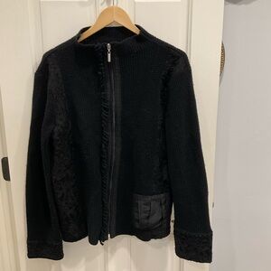 Chico's Women’s Black Textured Jacket Size 2 (L)